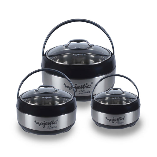 Majestic Unique 3 Pieces Hotpot Set – 1L, 2L & 4L Insulated Food Warmer | Premium Quality |
