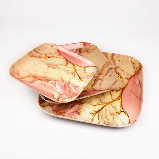 Majestic Melamine 6 pieces plate square set DOUBLE GLAZE SET Made of BPA-free break resistant melamine