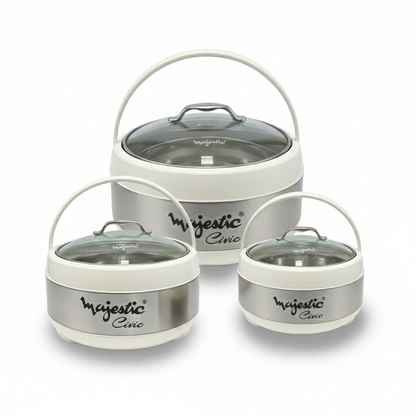 Majestic Unique 3 Pieces Hotpot Set – 1L, 2L & 4L Insulated Food Warmer | Premium Quality |