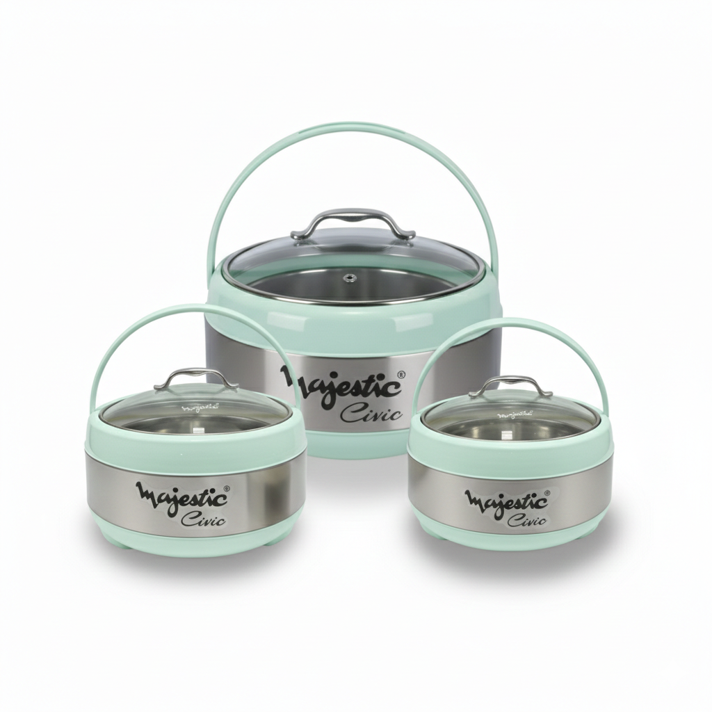 Majestic Unique 3 Pieces Hotpot Set – 1L, 2L & 4L Insulated Food Warmer | Premium Quality |