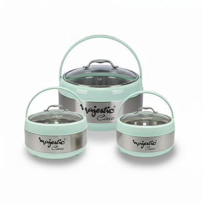 Majestic Unique 3 Pieces Hotpot Set – 1L, 2L & 4L Insulated Food Warmer | Premium Quality |
